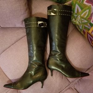 Emanuel Ungaro Black Tall Boots Kitten Heels sz 7